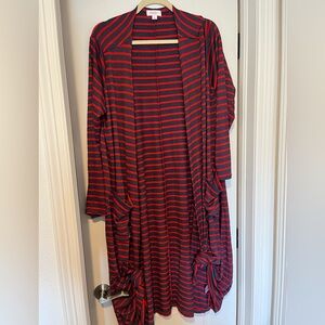 Lularoe Sarah Cardigan - size Large. Excellent used condition. Blue/red striped